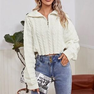 Cropped knit half zip